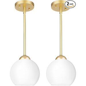 Emak PL119-GD-ML 2PK Gold forested Corded Light Fixture Glass Pendant Light